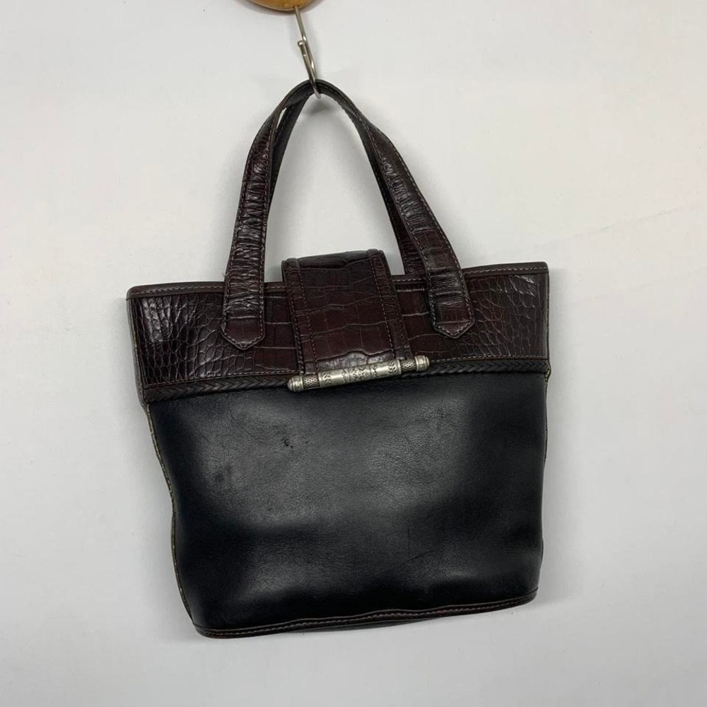Vintage‎ Brighton Black Leather Croc Skin Hand Bag